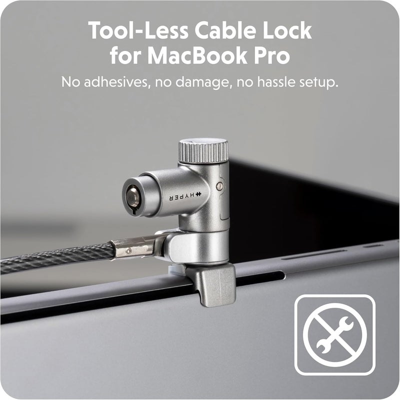 HyperShield MacBook Pro Cable Laptop Lock — Tool-Free MacBook Security Lock w/ 6.5 Ft. Steel Cable, Full Port Access — for 14” & 16” Apple Silicon Devices — Ideal for Public Spaces - Image 3